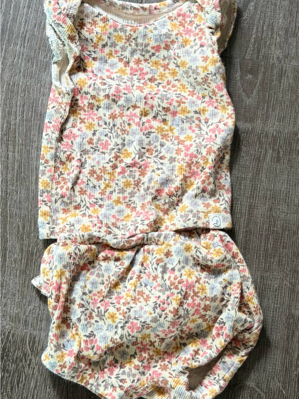 Little Planet Floral Ribbed Tank and Bloomers Set - Pink, Yellow, Gray